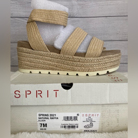 Esprit | NEW Allison Natural Raffia Platform Sandals - Picture 5 of 6